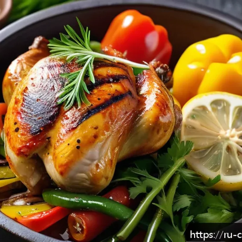 원팟 요리로 만드는 퓨전 요리 - A vibrant fusion dish featuring grilled chicken seasoned with Asian spices like ginger and garlic, c...